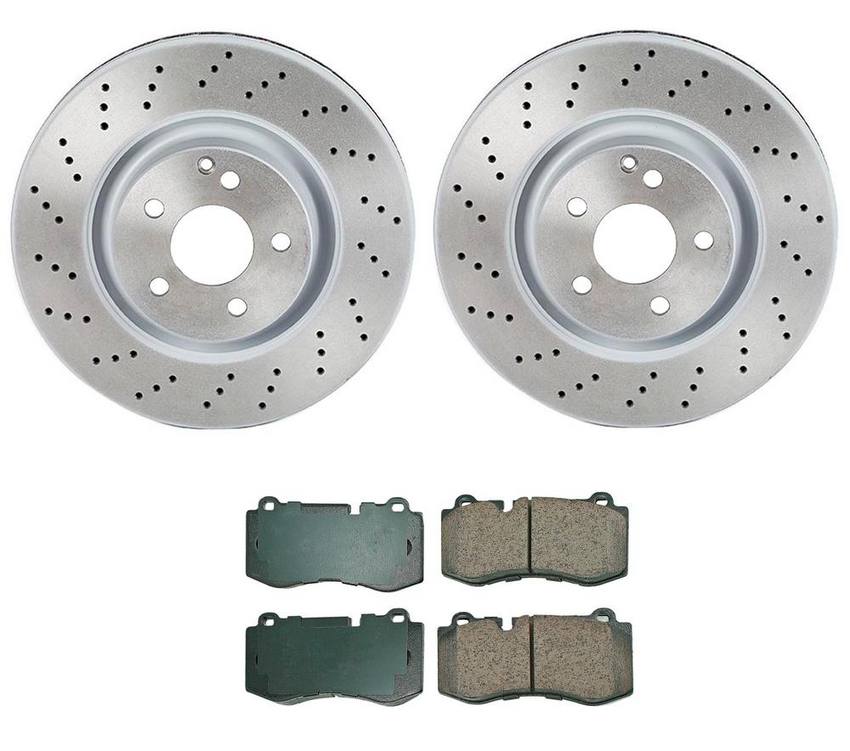 Mercedes Disc Brake Pad and Rotor Kit - Front (335mm) (Ceramic) (EURO) 221421171207 - Akebono Euro Ultra-Premium 4115223KIT